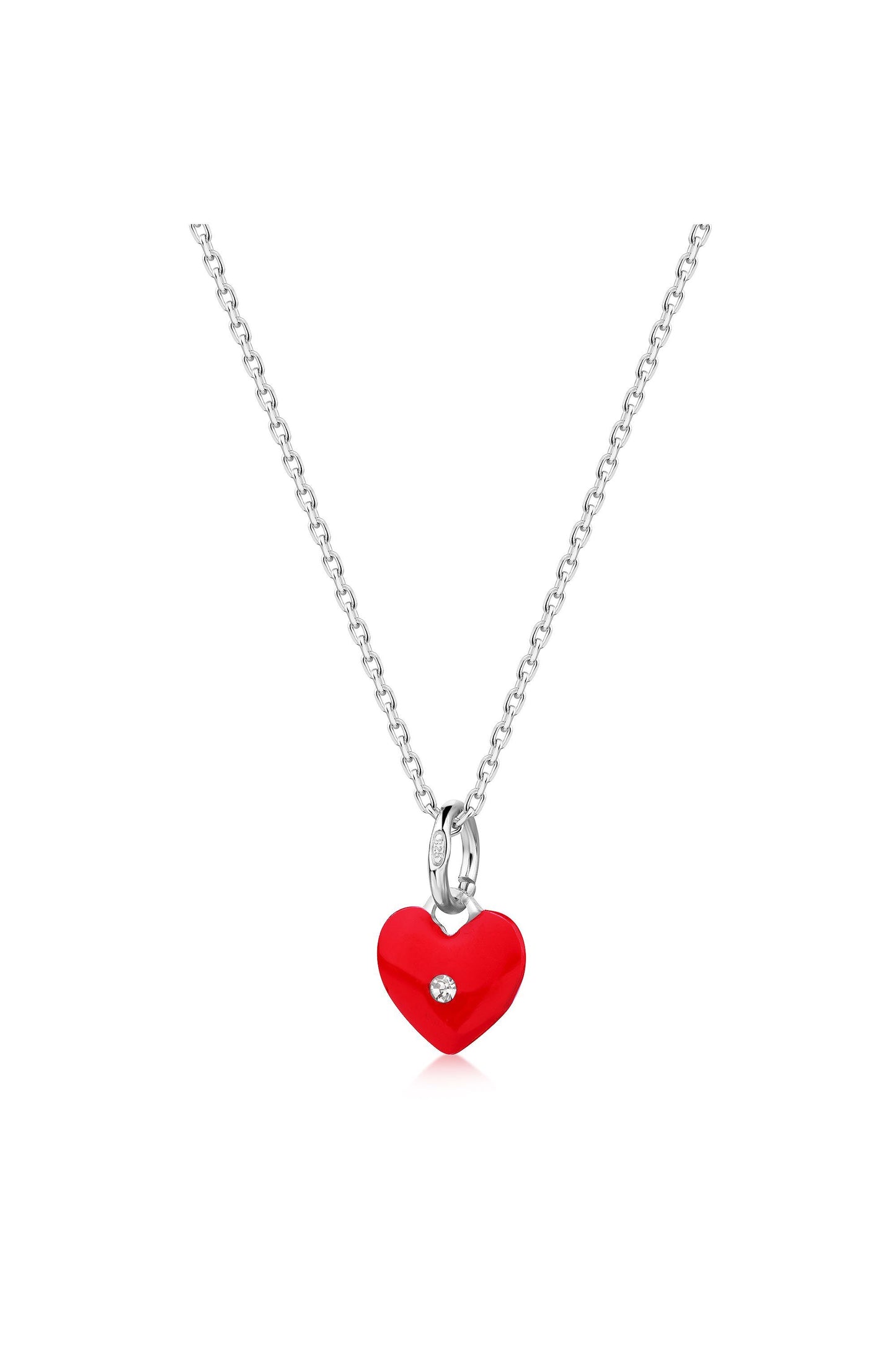 Scout Anhänger mit Kette 925/- Sterling Silber rhodiniert Herz rot emailliert Kristall