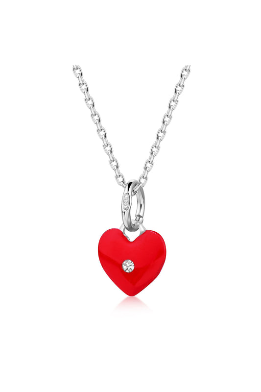 Scout Anhänger mit Kette 925/- Sterling Silber rhodiniert Herz rot emailliert Kristall