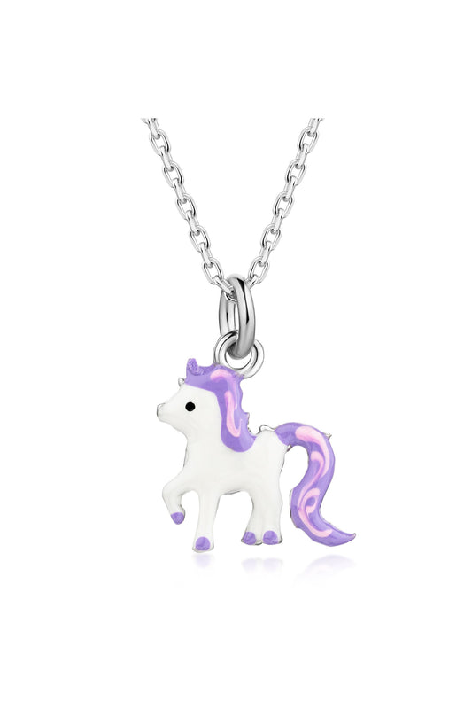 Scout Anhänger mit Kette 925/- Sterling Silber rhodiniert Einhorn lila/pink