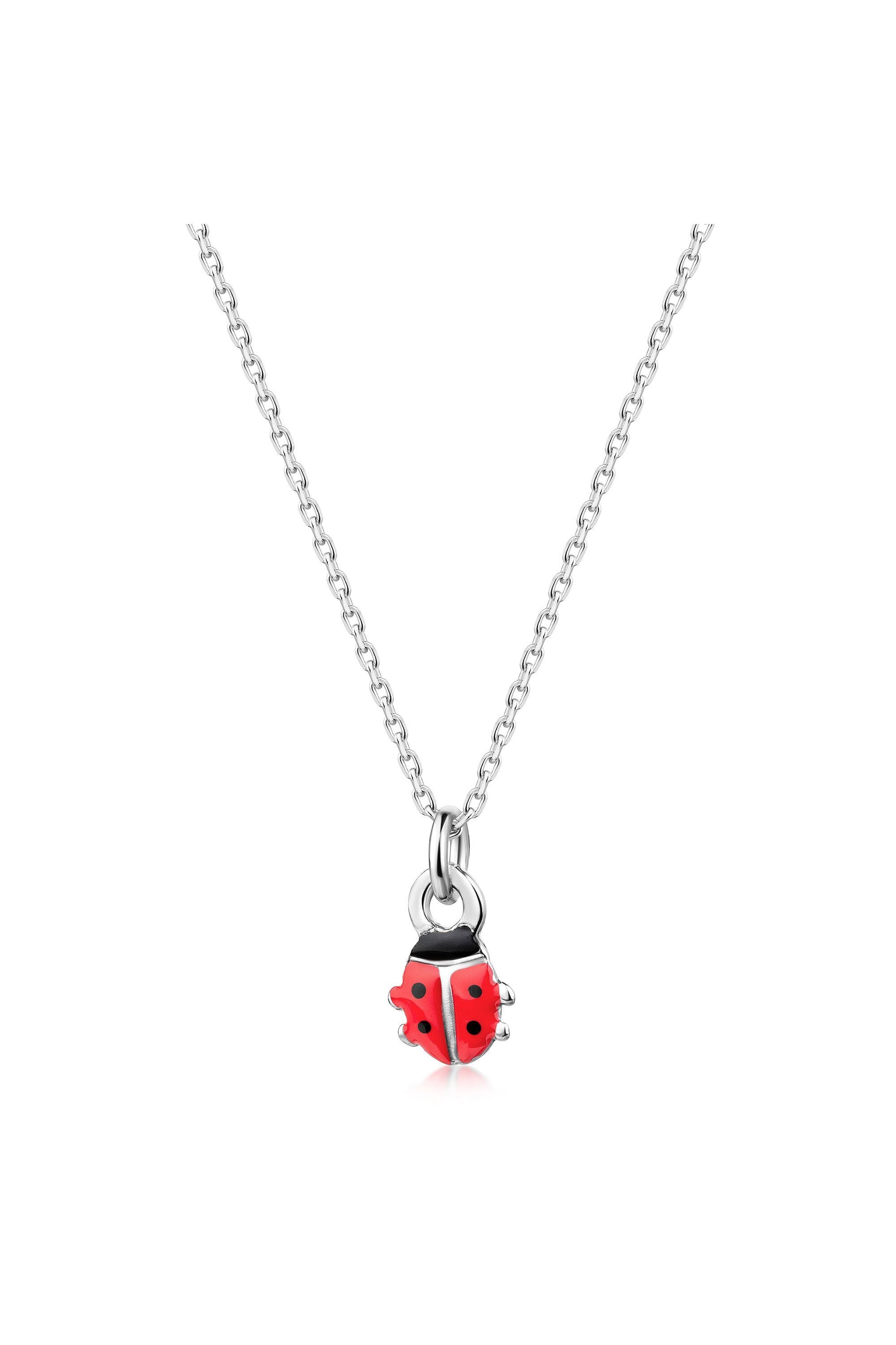 Rhodinierte Scout Halskette mit Marienkäfer Anhänger aus 925 Sterling Silber