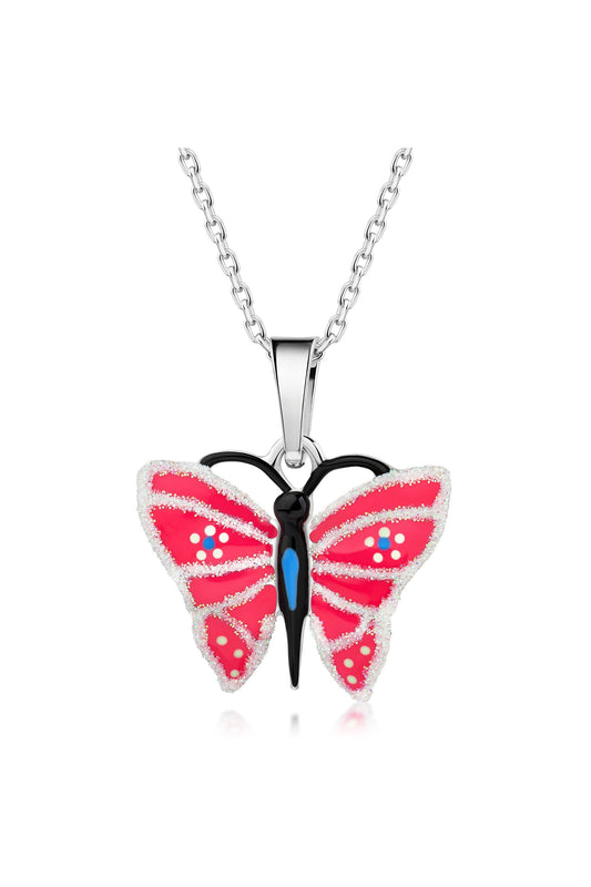 Scout Anhänger mit Kette 925/- Sterling Silber rhodiniert Schmetterling pink