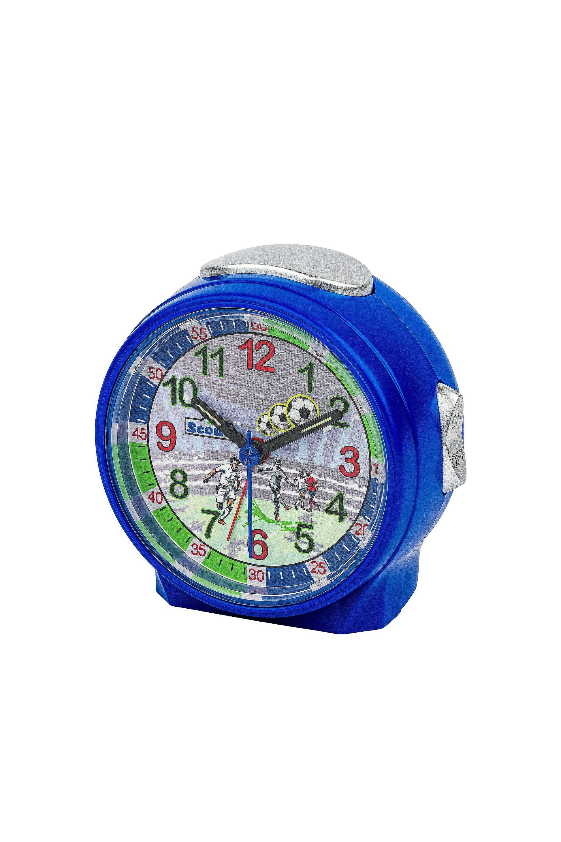 Scout Kinderwecker mit farbenfrohem Lernziffernblatt und sportlichem Fußball-Design