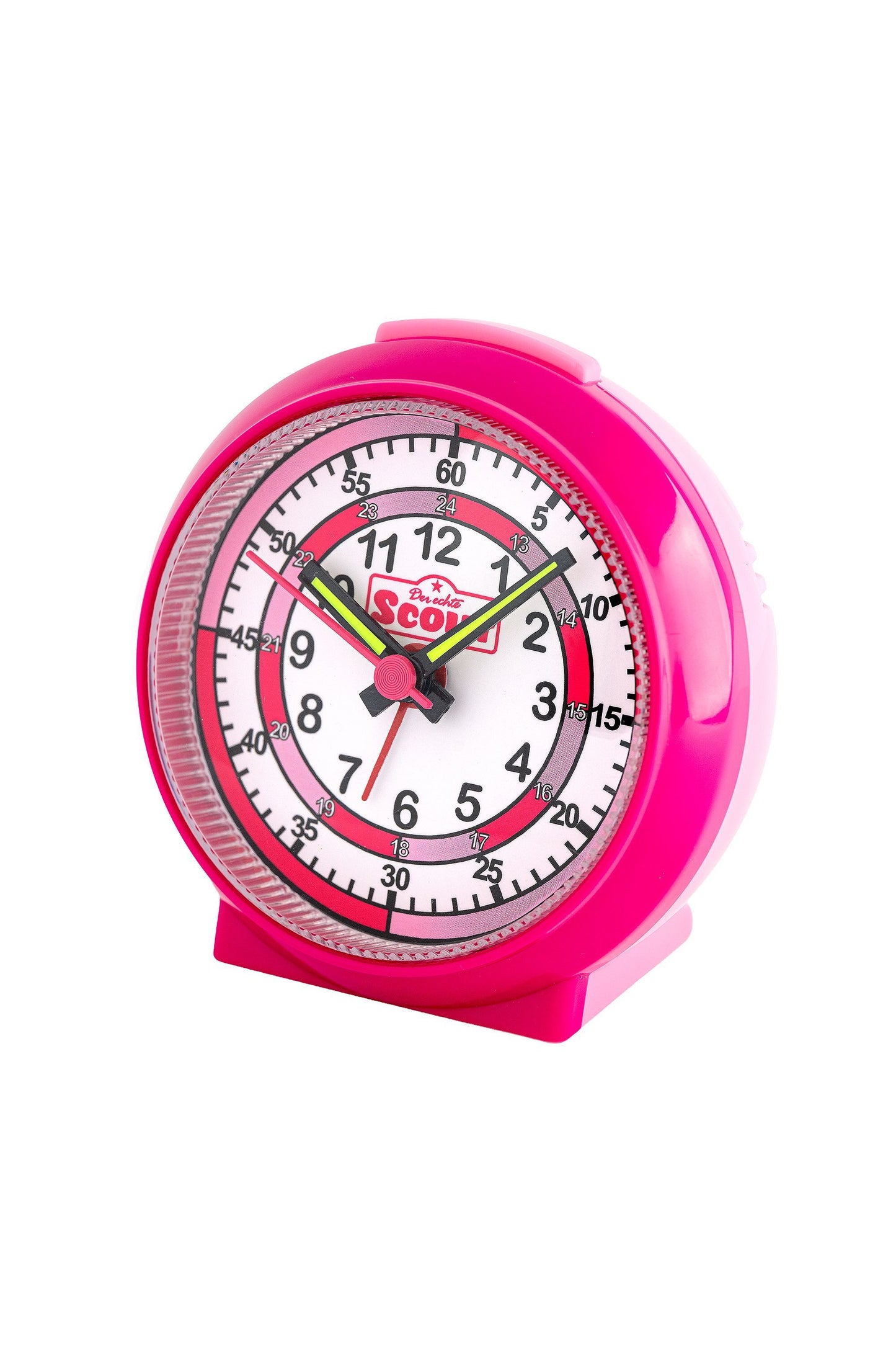 Scout Wecker analog mit pinkem Gehäuse und pinkem Lernzifferblatt für Kinder