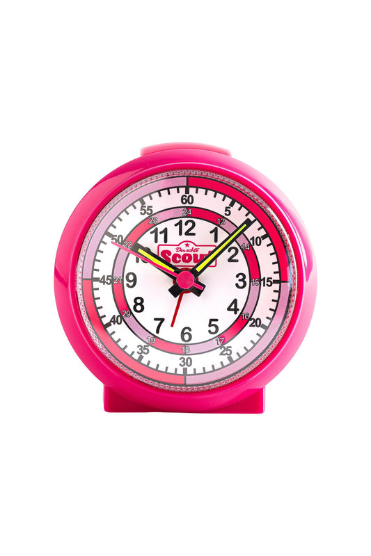 Scout Wecker analog mit pinkem Gehäuse und pinkem Lernzifferblatt für Kinder
