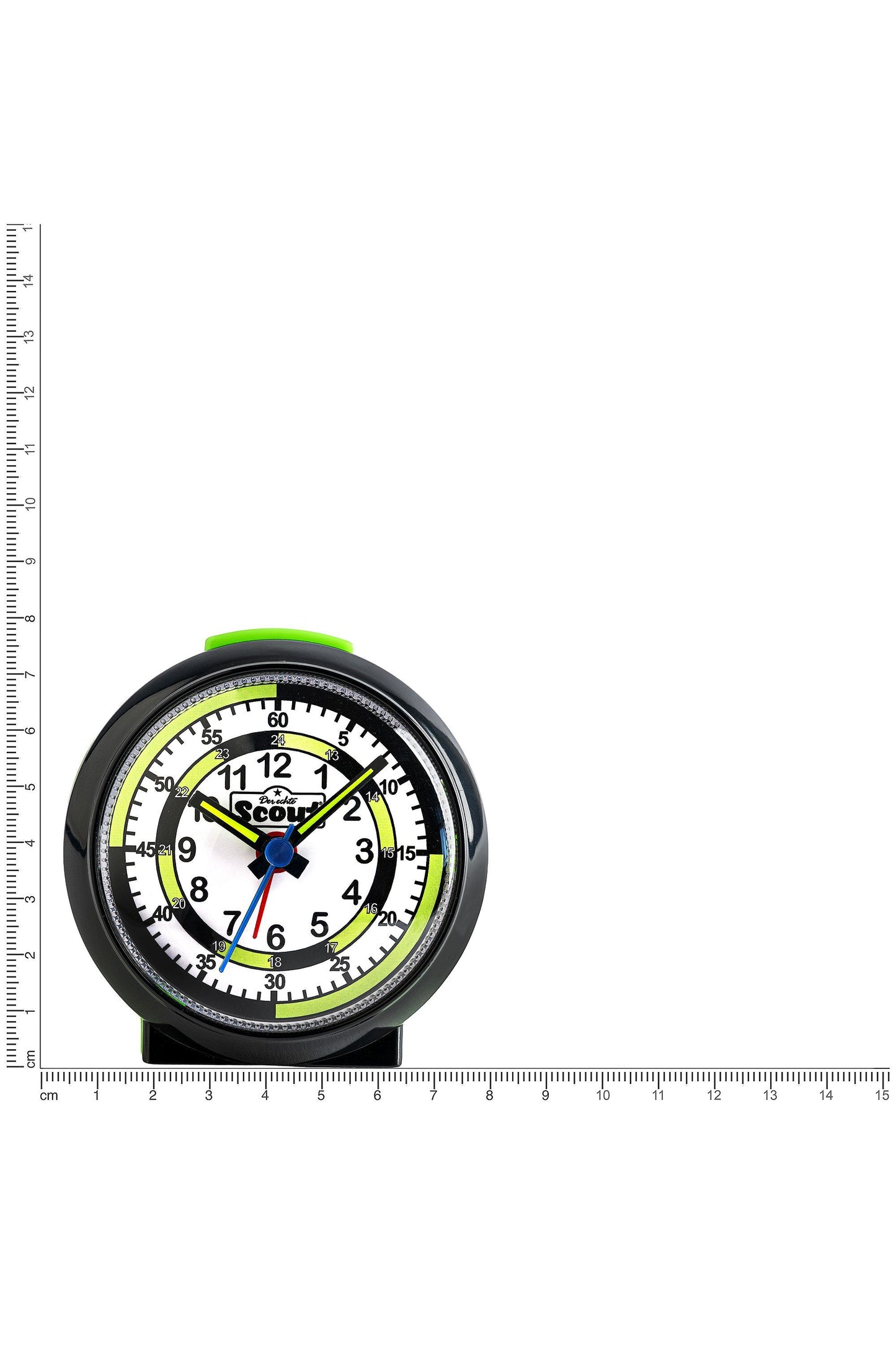 Scout Wecker analog mit schwarz grünem Gehäuse und Lernzifferblatt für Kinder