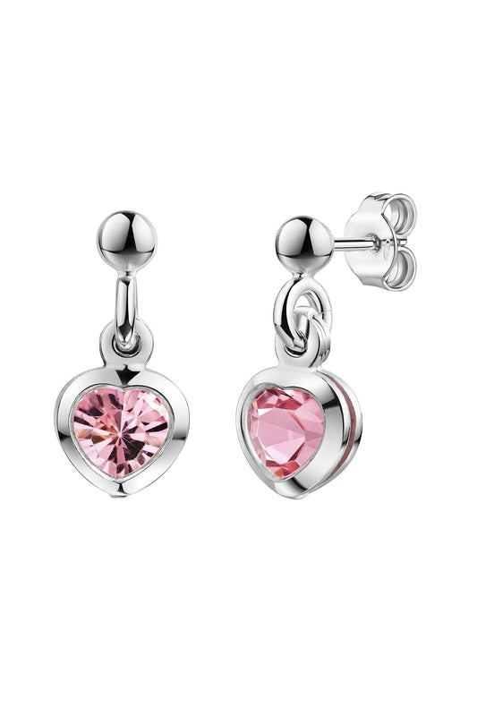 Scout Ohrhänger 925/- Sterling Silber rhodiniert Herz rosa Kristall