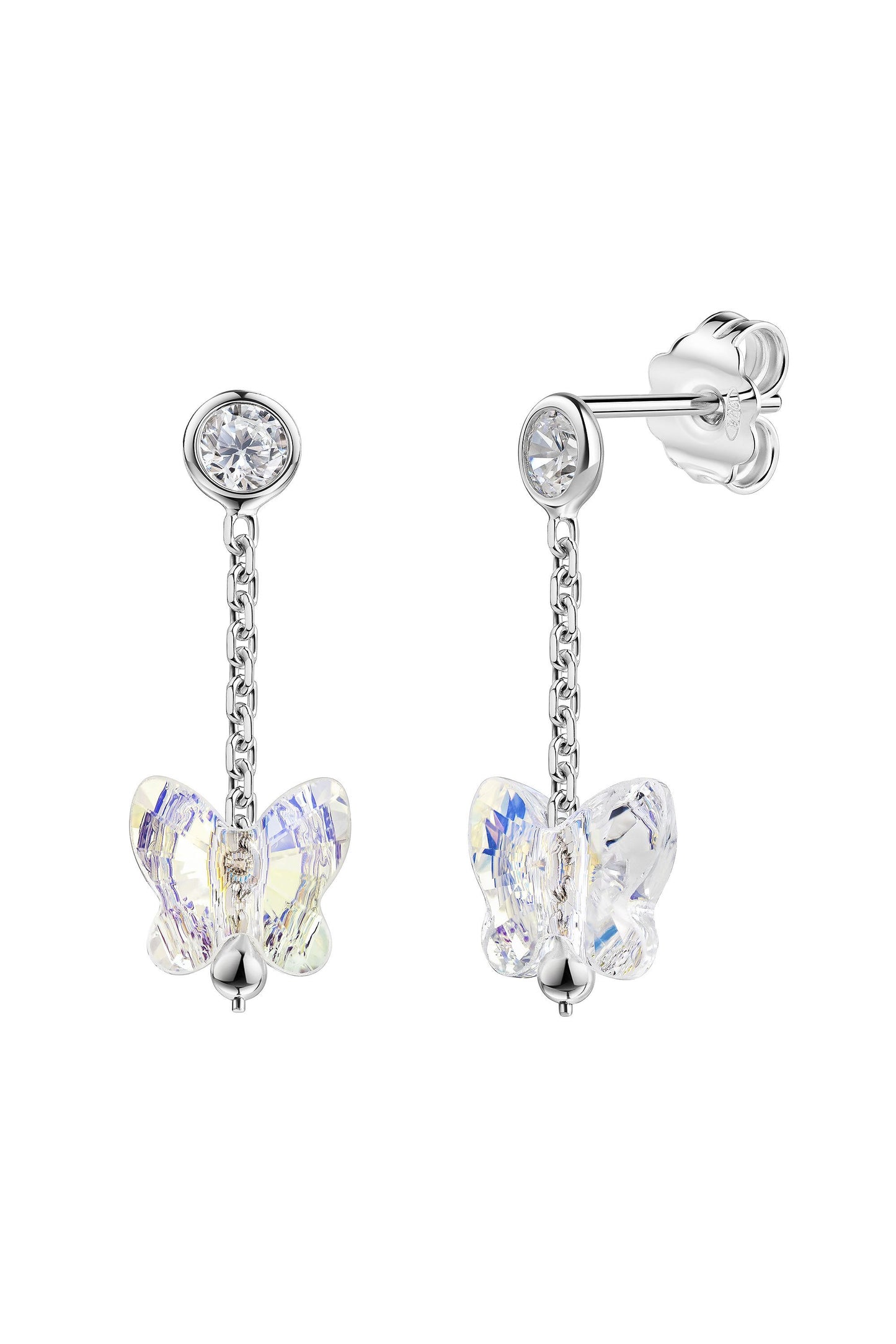 Scout Ohrstecker aus 925 Sterling Silber rhodiniert mit Schmetterling Motiv aus Kristall
