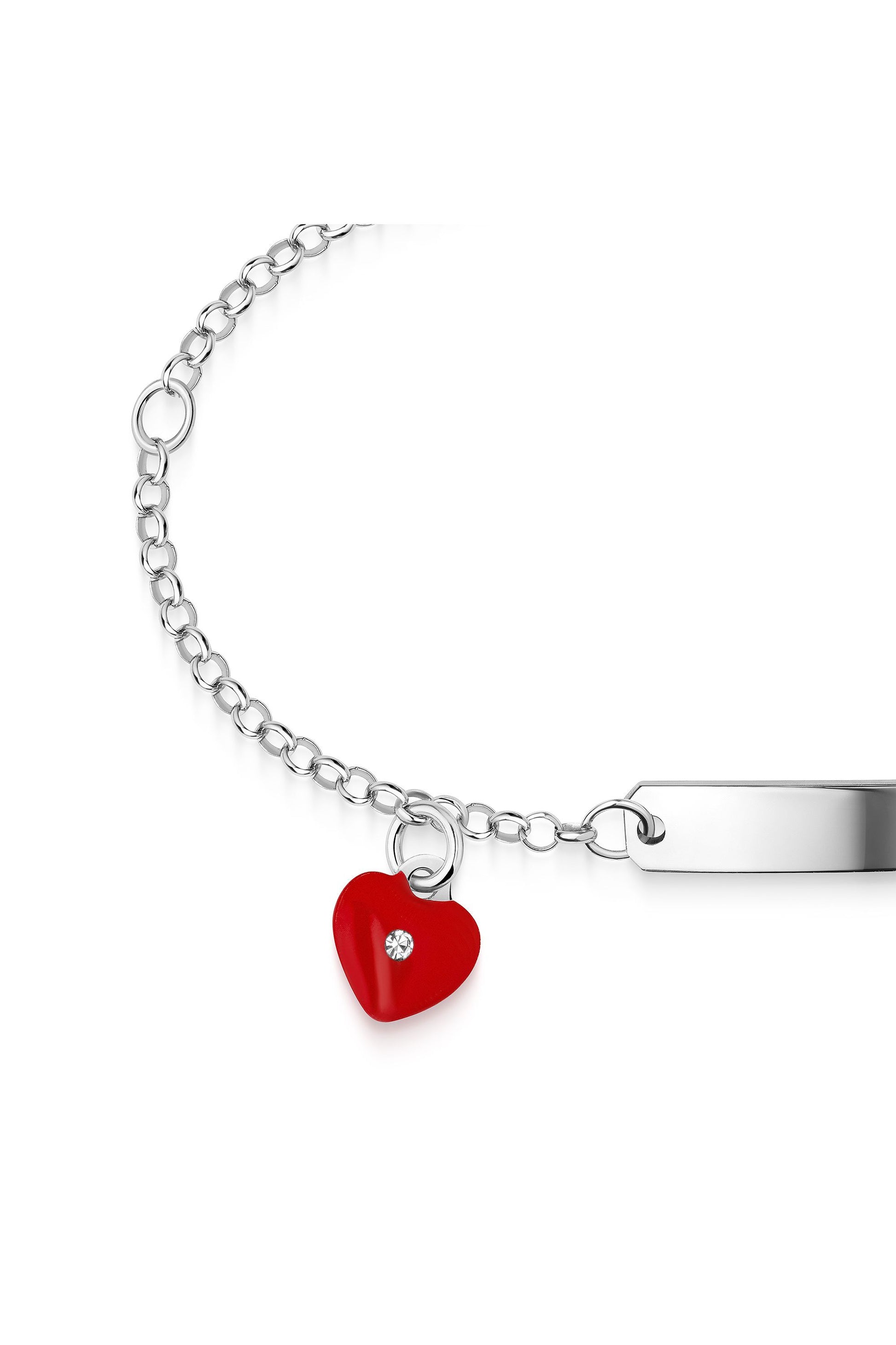 Rhodiniertes Scout Armband mit Herz Anhänger und rotem Kristall