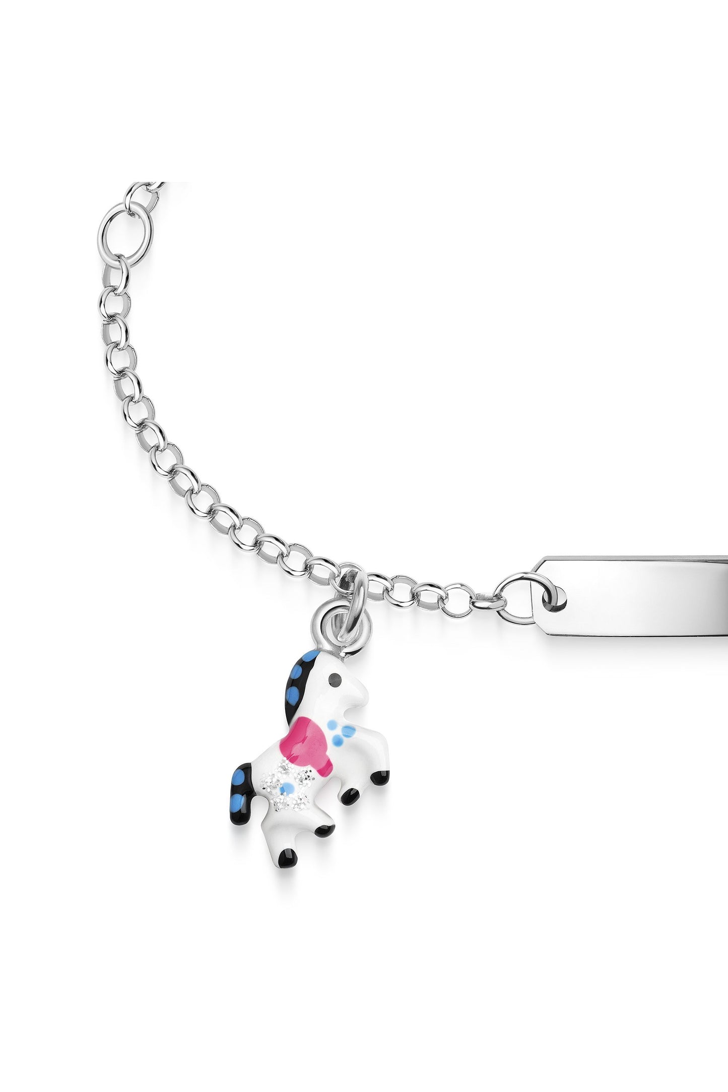Rhodiniertes Scout Armband mit weißem Pferd aus 925 Sterling Silber