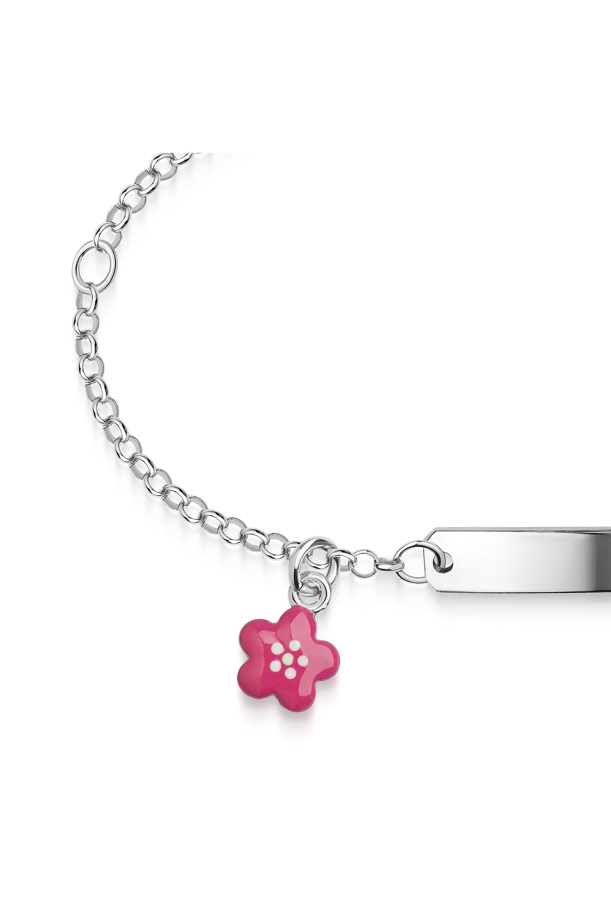 Rhodiniertes Scout Armband mit pinker Blume aus 925 Sterling Silber