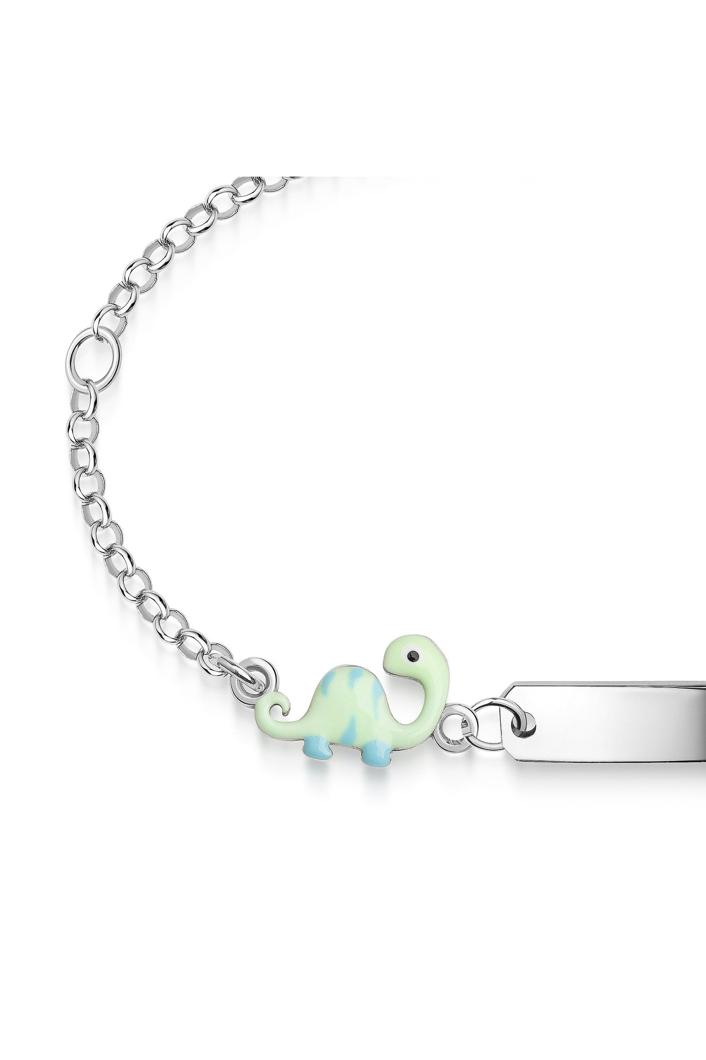 Rhodiniertes Scout Armband mit grünem Dino aus 925 Sterling Silber