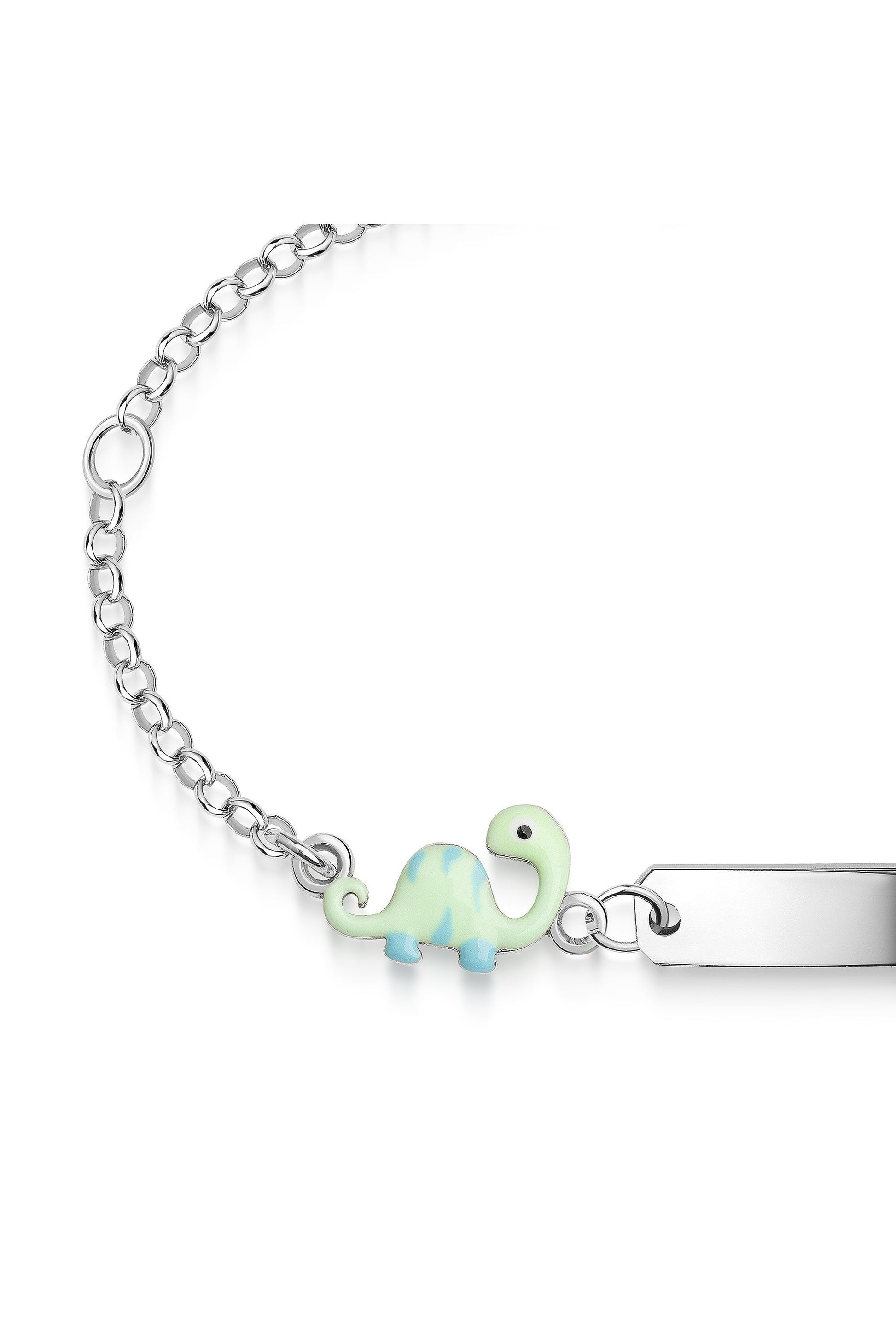 Rhodiniertes Scout Armband mit grünem Dino aus 925 Sterling Silber