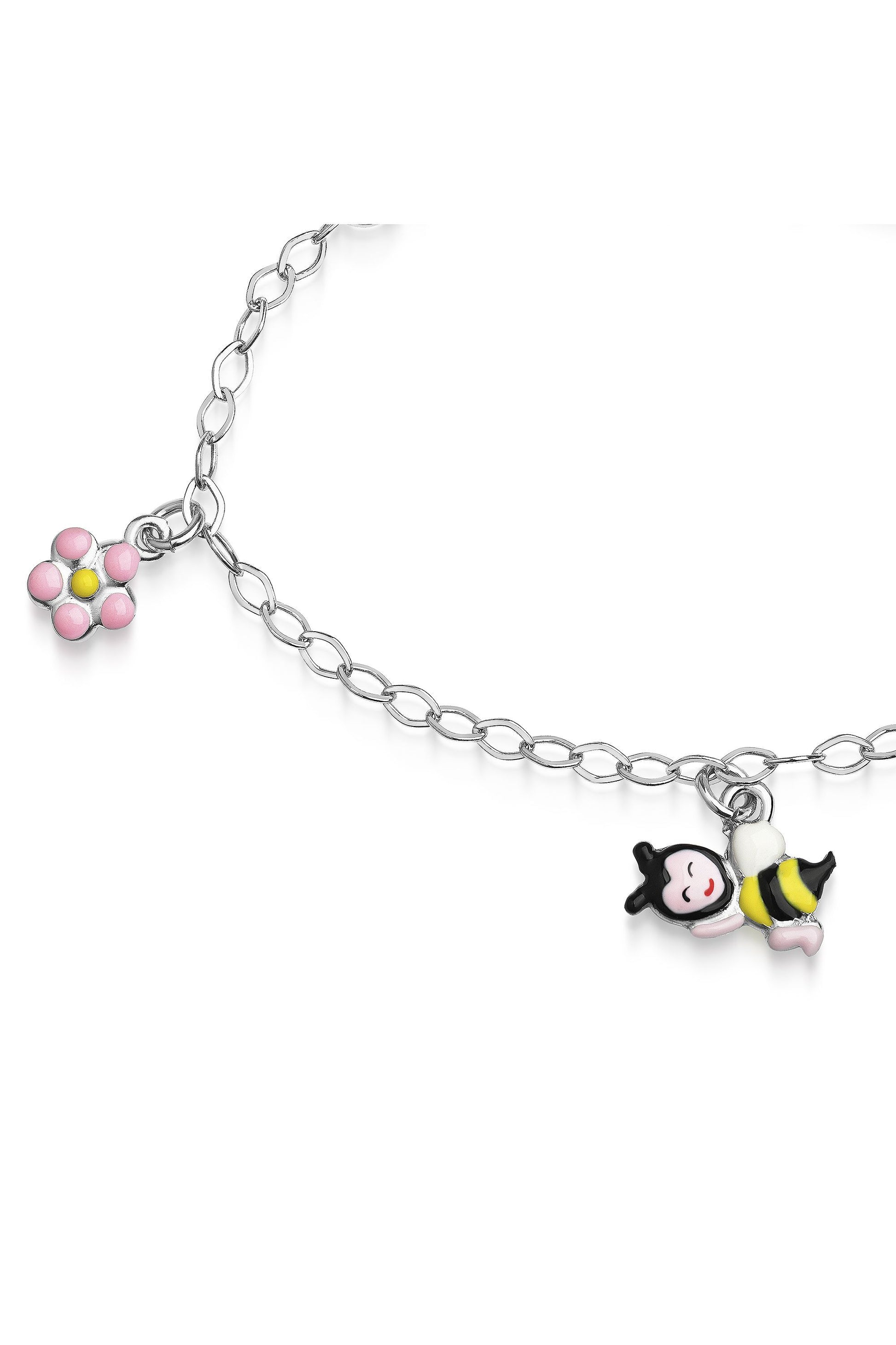 Rhodiniertes Scout Armband mit Blume und Biene aus 925 Sterling Silber