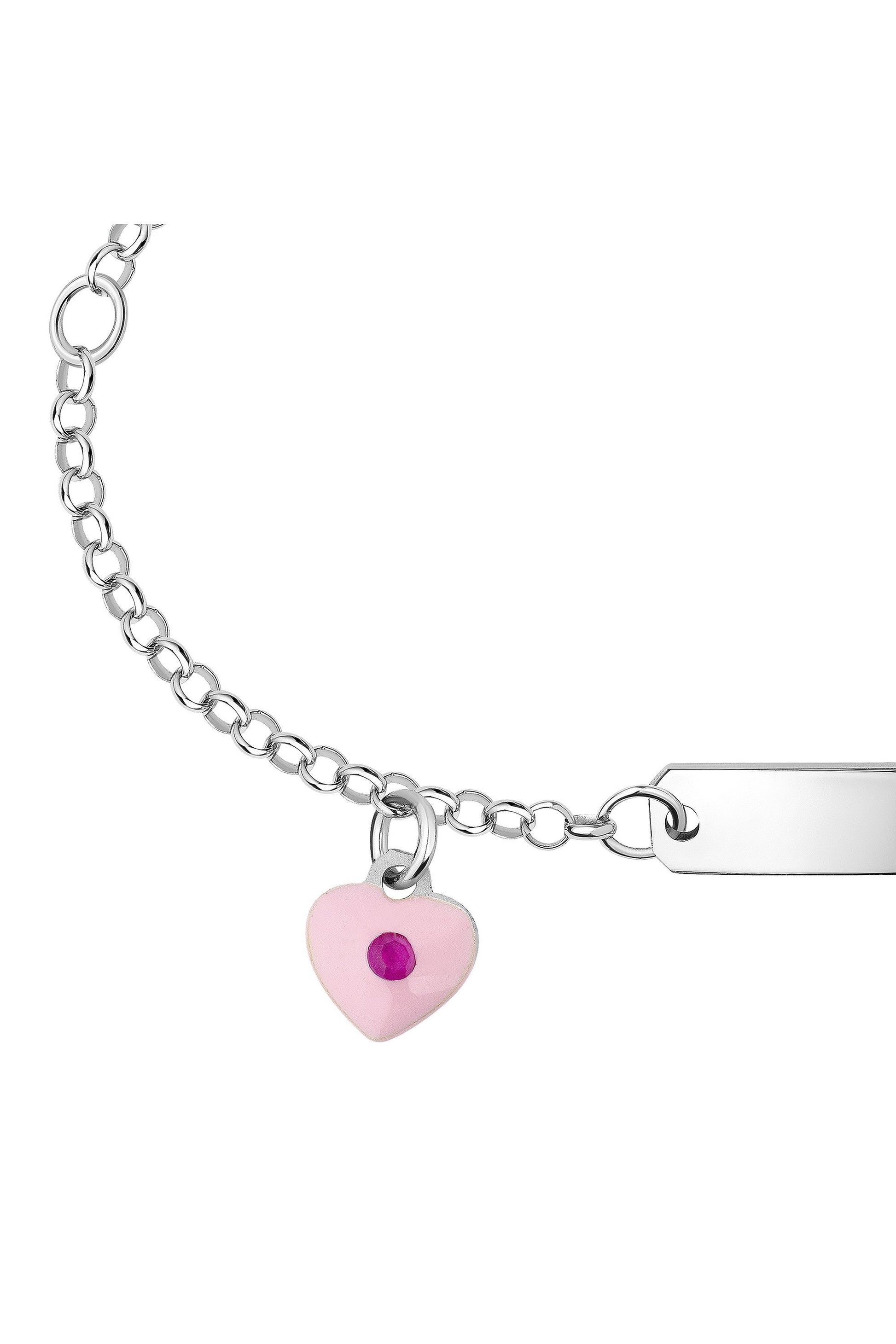 Rhodiniertes Scout Armband mit Herz Anhänger und rosa Kristall