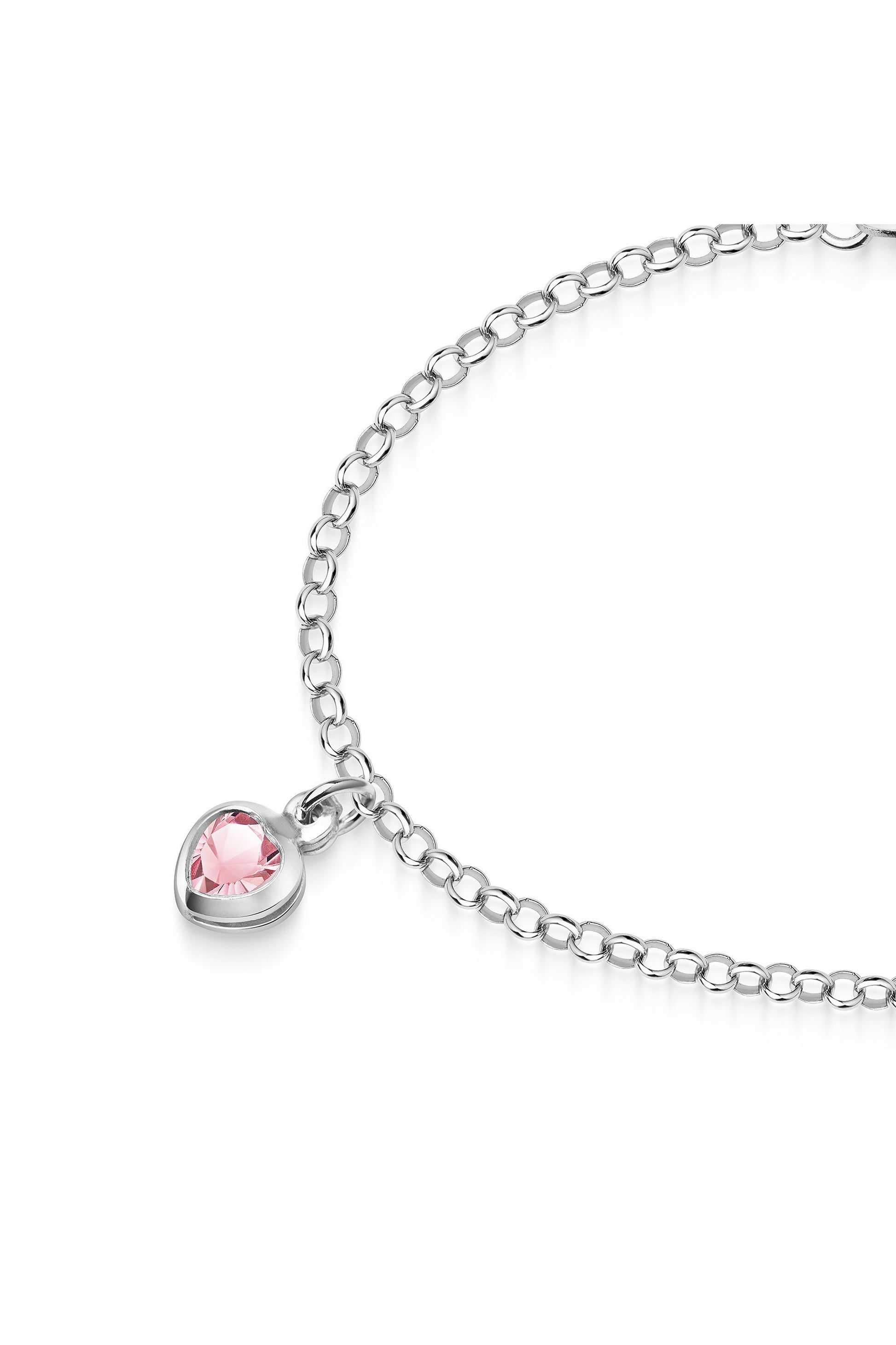 Rhodiniertes Scout Armband mit Herz Anhänger und rosa Zirkonia Stein