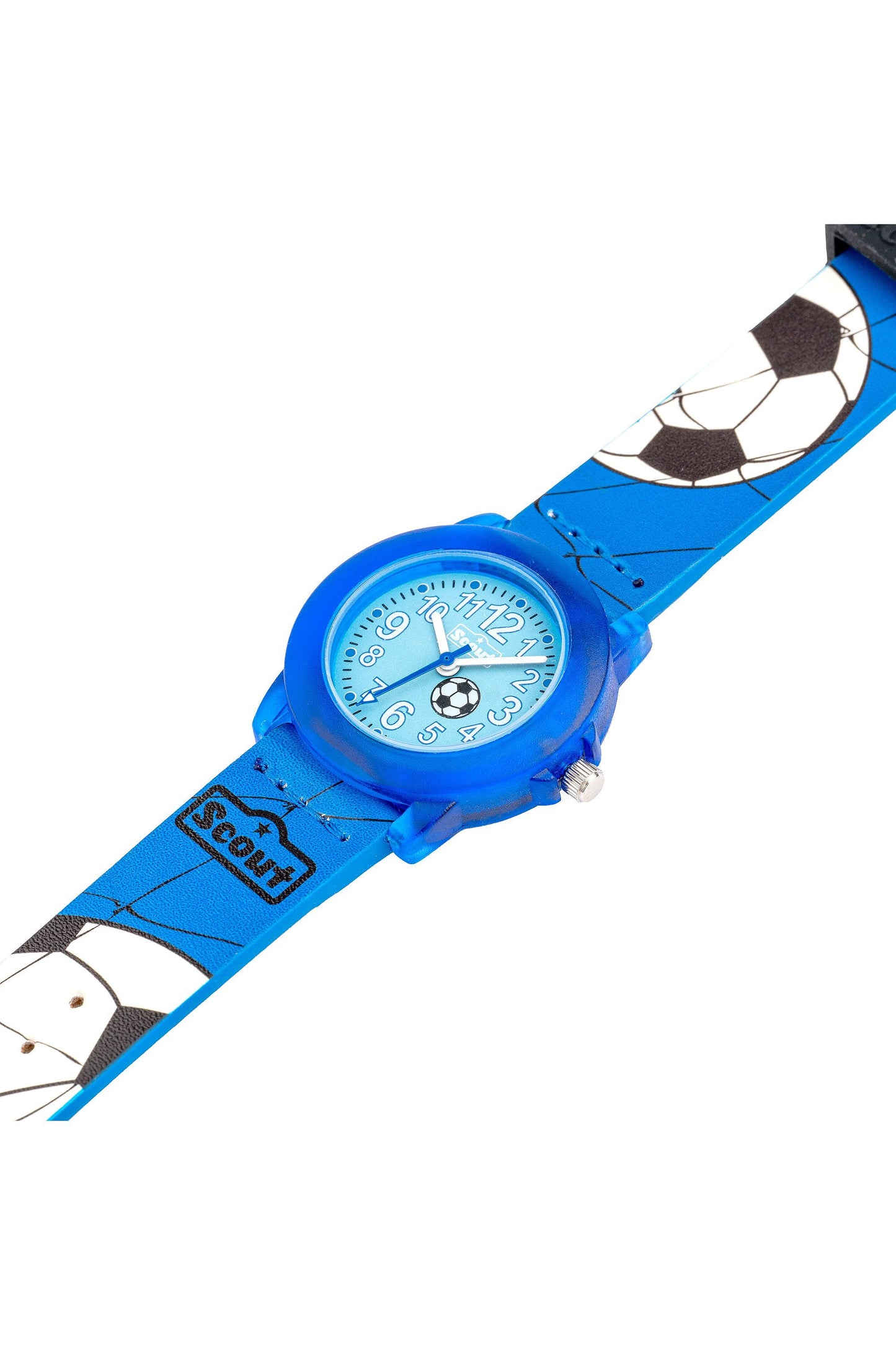 Scout Armbanduhr für Jungen in Blau mit Fußball-Design