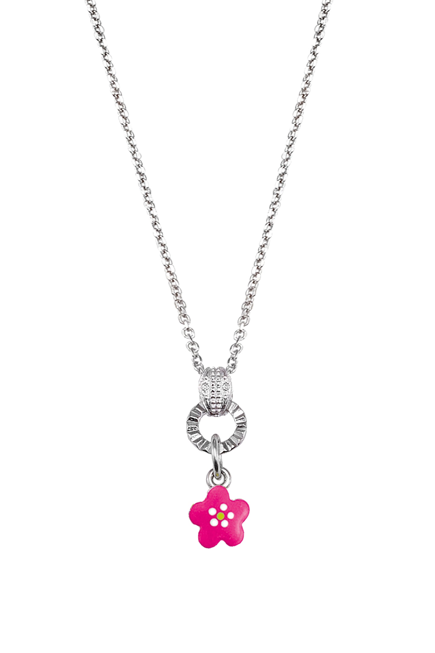 Scout Anhänger mit Kette 925/- Sterling Silber rhodiniert Blume rosa