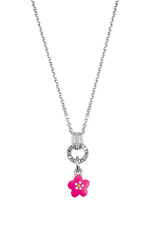 Scout Anhänger mit Kette 925/- Sterling Silber rhodiniert Blume rosa