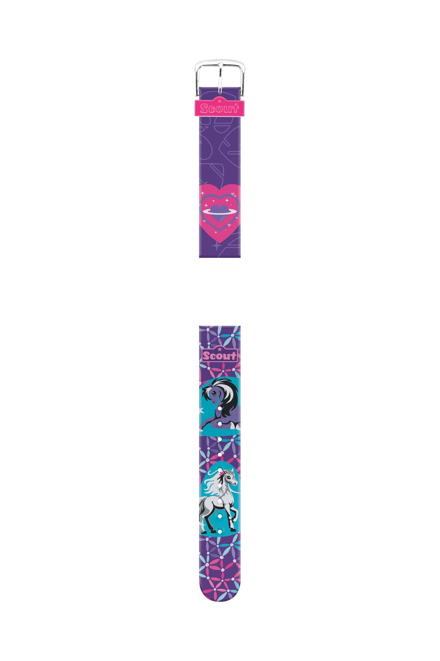 Scout Kunstlederband Serie Heartbeat und Pony Love lila pink Pferde Motiv