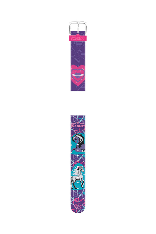 Scout Kunstlederband Serie Heartbeat und Pony Love lila pink Pferde Motiv